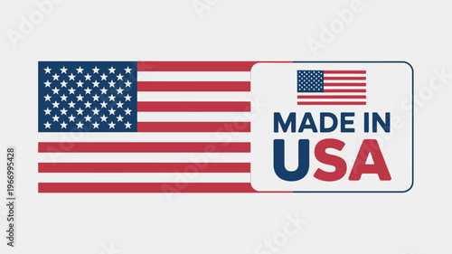 American flag with made in USA label for product identification