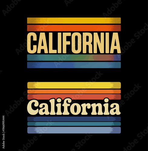 California Vintage Stripe Typography Design