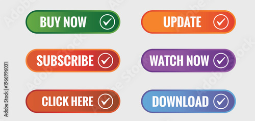 colorful web buttons with checkmarks for call to action