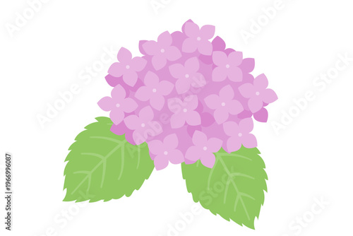 梅雨に咲く紫色の紫陽花のかわいいベクターイラスト