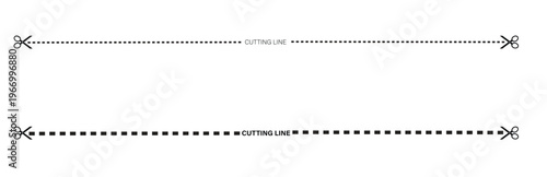 Cutting lines with scissors on white background for editing and design purposes