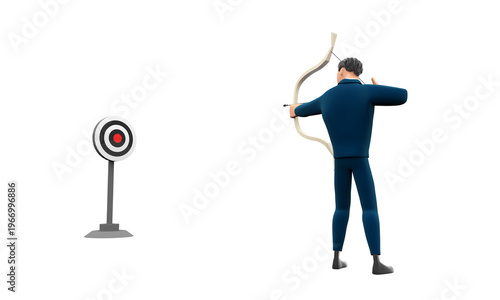 Tableau sur toile A businessperson practices archery in pursuit of success