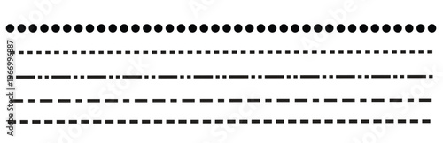 Various black dotted and dashed lines on a white background