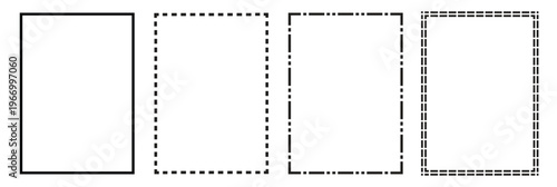 Rectangular shapes with various line styles on white background