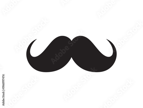 Black mustache, facial hair, vector icon, male grooming isolated on White Background
