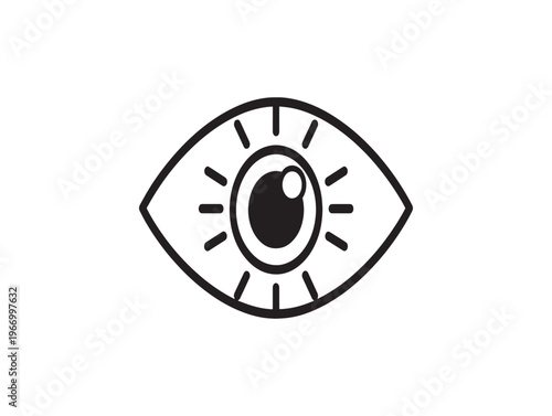 Minimalist eye icon, simple eye symbol, black line art eye, vector eye illustration isolated on White Background