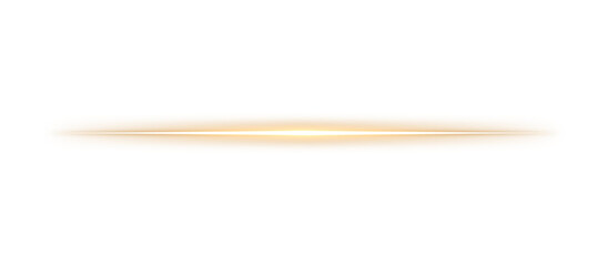 Glowing golden horizontal light line beam with soft yellow shine and blur effect on transparent background for overlay, divider, border, poster, banner, template, creative graphic design elements, PNG
