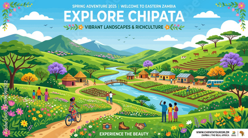 Explore Chipata Zambia Spring Adventure Travel Poster