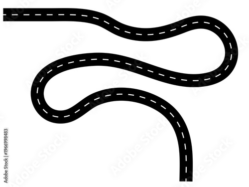 Long winding road or curved highway illustration.