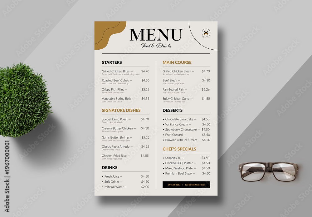 Food Menu Design Layout Stock Template | Adobe Stock