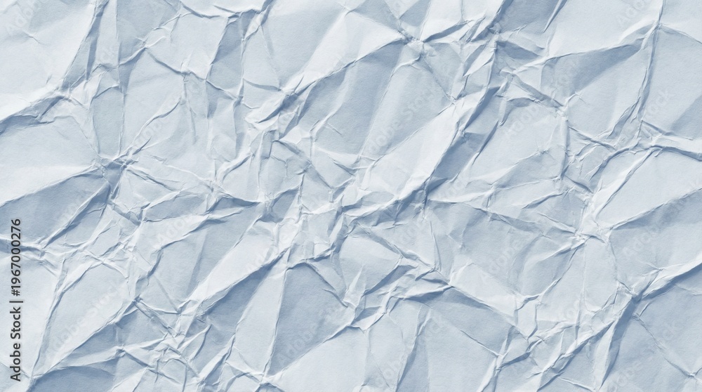 Fototapeta premium Intricate crumpled paper texture, light blue tones, dynamic folds and shadows