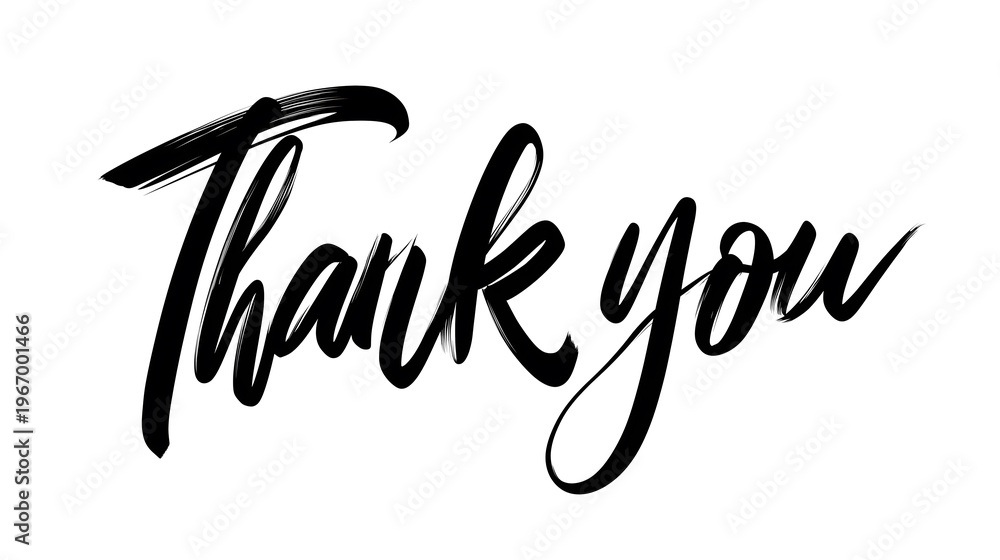 Obraz premium Thank You Handwritten Brush Lettering Typography Isolated on White Background