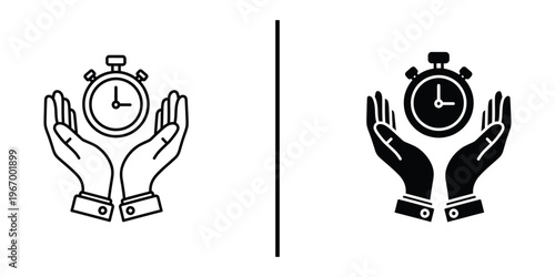 Stopwatch in Hands Icon for Time Management and Efficiency.