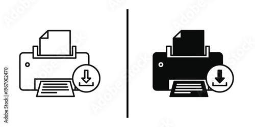 Printer with Download Icon for Digital Document Printing.