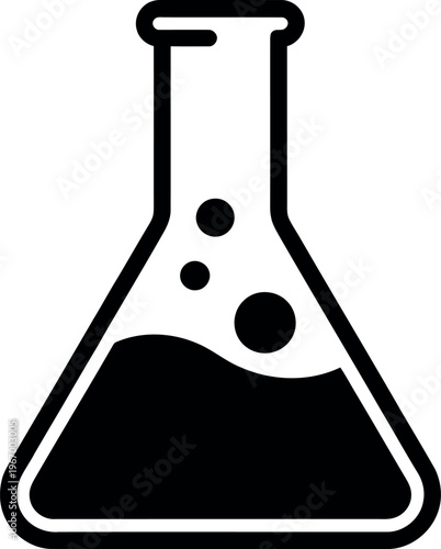 Laboratory flask icon representing chemistry experiments, science tools, and laboratory research vector illustration for educational and scientific design