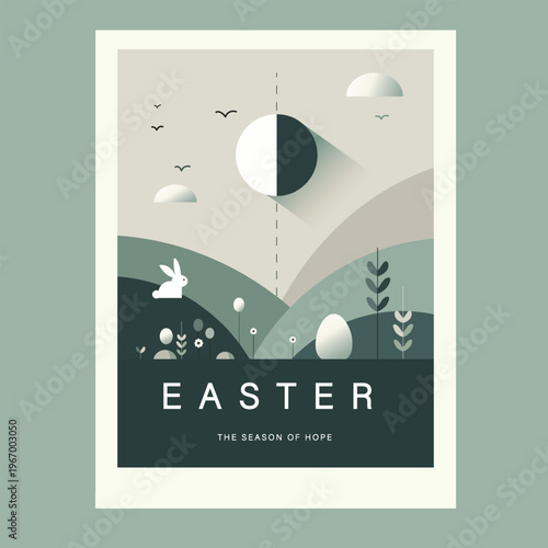 minimal easter landscape poster geometric nature design