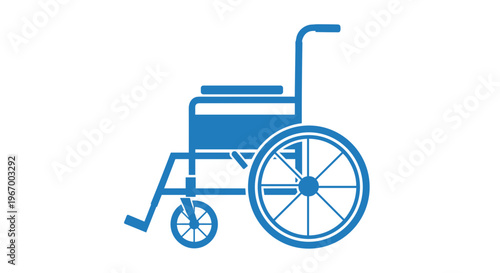 Blue wheelchair icon symbol.
