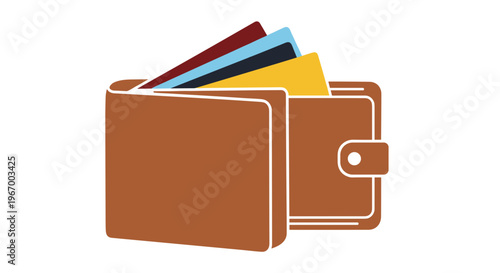 Brown leather wallet with cards.