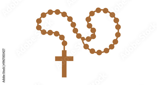 Brown Rosary Prayer Beads Cross.