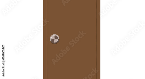 Brown wooden door with knob.