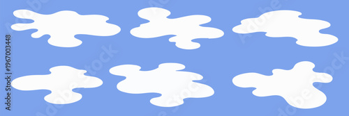 Soft splash with milk and paint forming elegant shape and stain, balanced frame, glossy water effect, calm water surface, reflective puddle and quiet puddle depth.