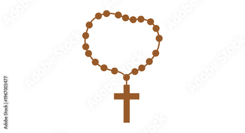 Brown wooden rosary beads cross.