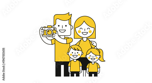 Cartoon family with house keys.