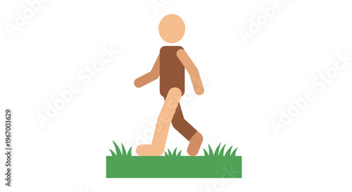 Caveman Walking on Green Grass.