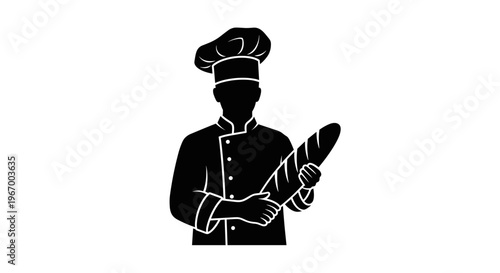 Chef Holding Large Bread Knife.