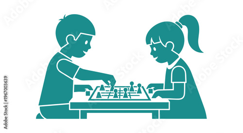 Children Playing Chess Game.