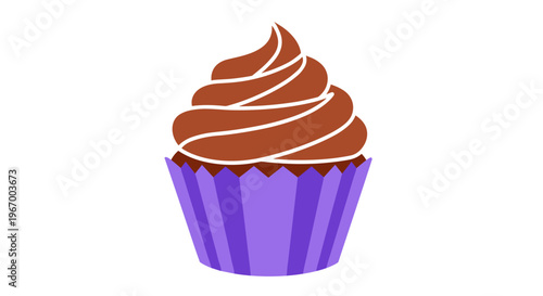 Chocolate Cupcake with Purple Liner.