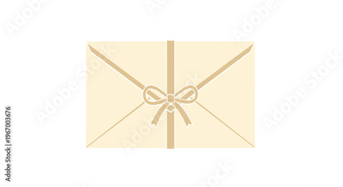 Closed Cream Envelope with Ribbon.