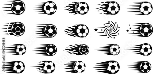 Set of Speeding Soccer Balls with Motion Effects