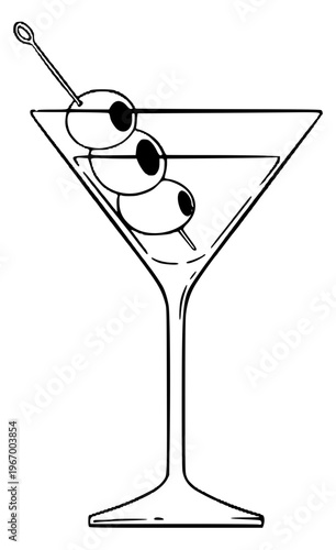 Martini with olives illustration
