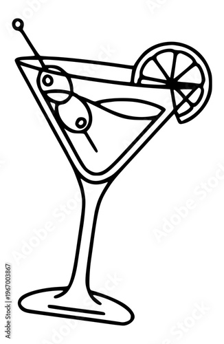 Martini cocktail glass illustration