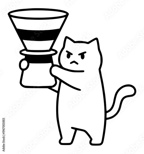 Cat with coffee dripper illustration