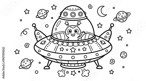Bear in a flying saucer ship.