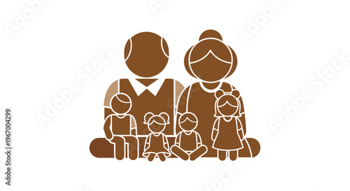 Family Icon Brown Silhouette.