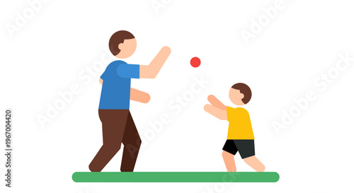Father and son playing catch.