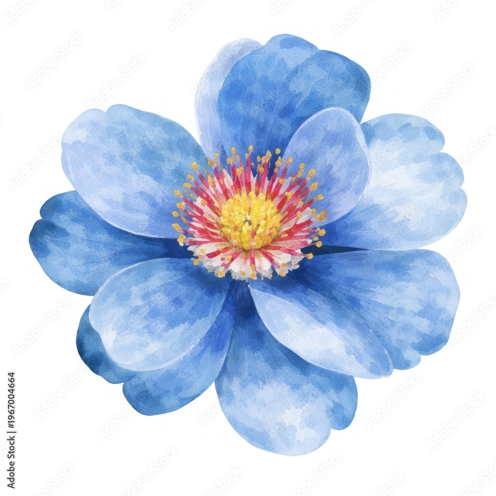 Fototapeta premium Vibrant watercolor blue flower