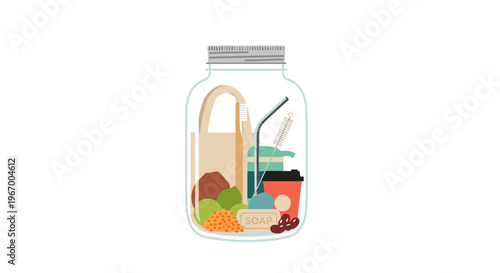 Glass Jar With Food Items.