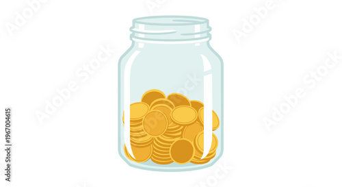 Glass Jar with Gold Coins.