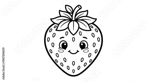 Smiling Strawberry Cartoon Fruit Character.