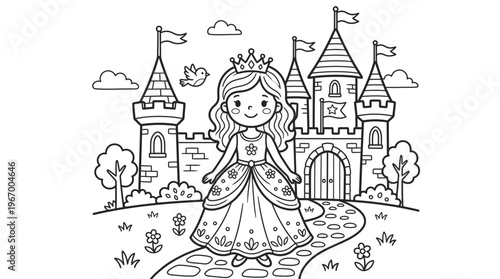 Little girl wearing a princess dress.