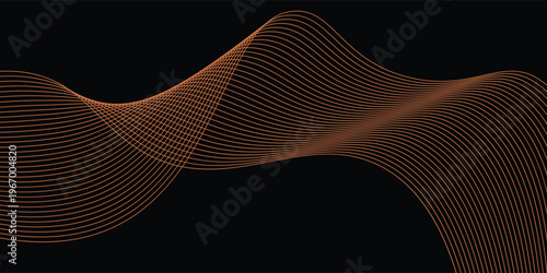 Smooth neon sound wave on black background. Abstract flowing wavy lines design for ai concept,equalizer, audio record, voice assistant. Blue pink orange purple vector eps10