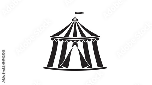 Circus tent icon with stripes and a flag at the top, symbolizing entertainment and performance venues.