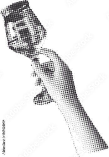 Halftone Wineglass in Hand