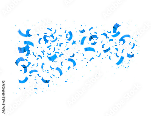 Abstract Blue Confetti Wave Frame for Celebration on Transparent Background