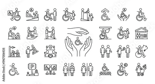 Accessibility and inclusion icons people support and universal design