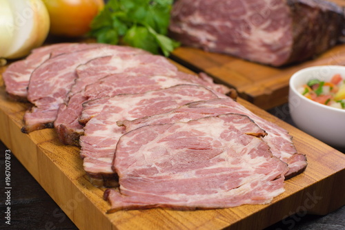 smoked raw beef steak